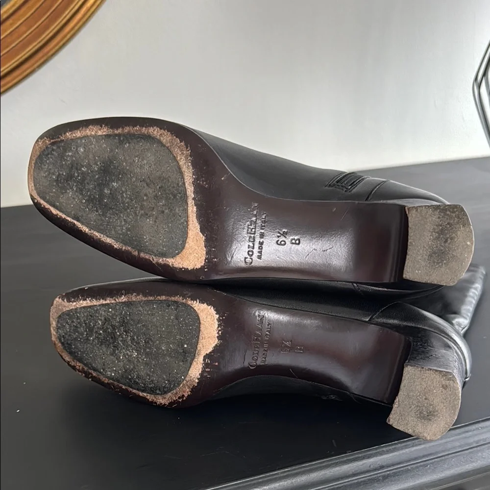 Cole Haan Vintage Leather Black Heeled Mid-Calf Boots Made in Italy - Picture 3 of 15